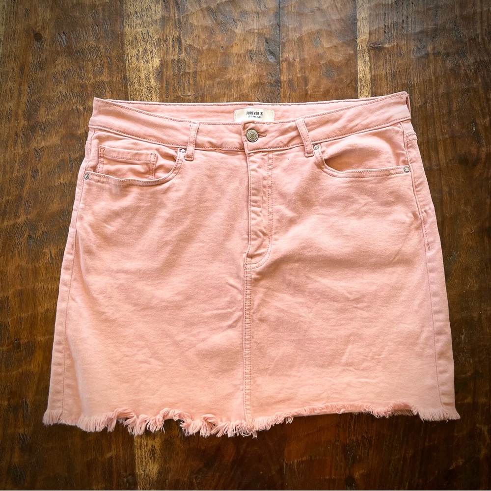 Forever 21 Pink Jean Short Skirt (Size 30)